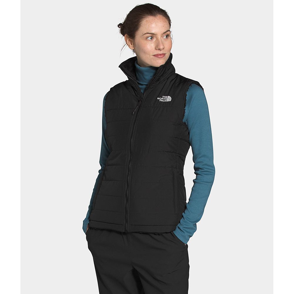 The North Face Vests Womens Australia - The North Face Mossbud Insulated Reversible Black (VJG-93524